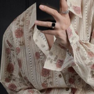 Men's Idle Style Hollow Flower Long Sleeve Shirt